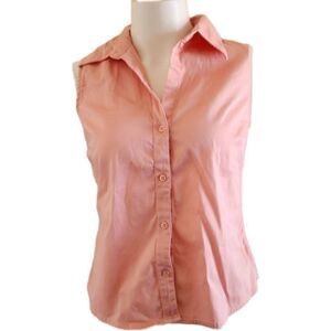 Merona medium Coral peach pink button-up collared sleeveless western shirt